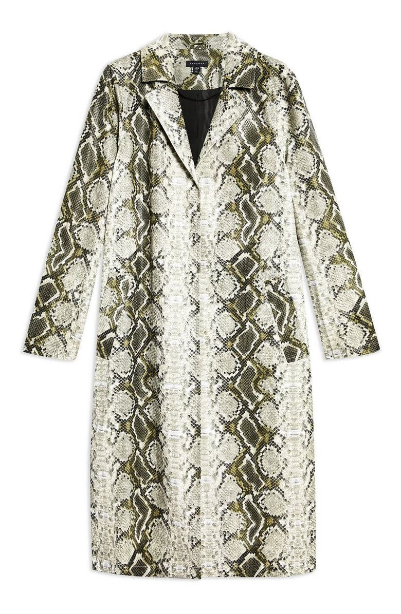 Topshop Rok It Snake Print Coat, Alternate, color,