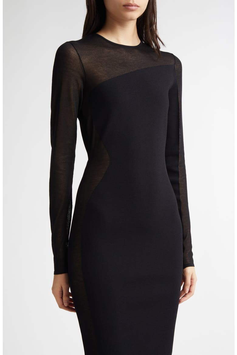 Long Sleeve Compact Knit Miracle Dress, Alternate, color, BLACK