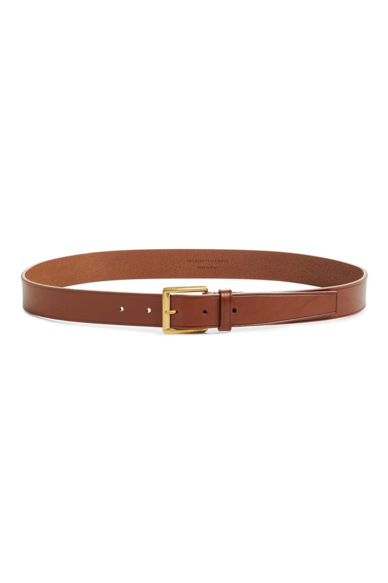 New Line Buckle Leather Belt, Main, color, DARK WET CLAY