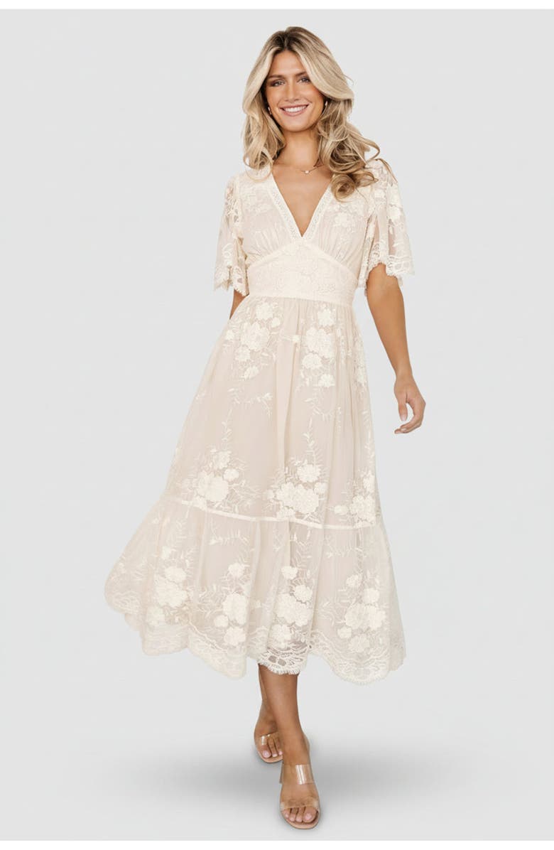 Baltic Børn Clarisa Lace Midi Dress, Main, color, Vintage Cream