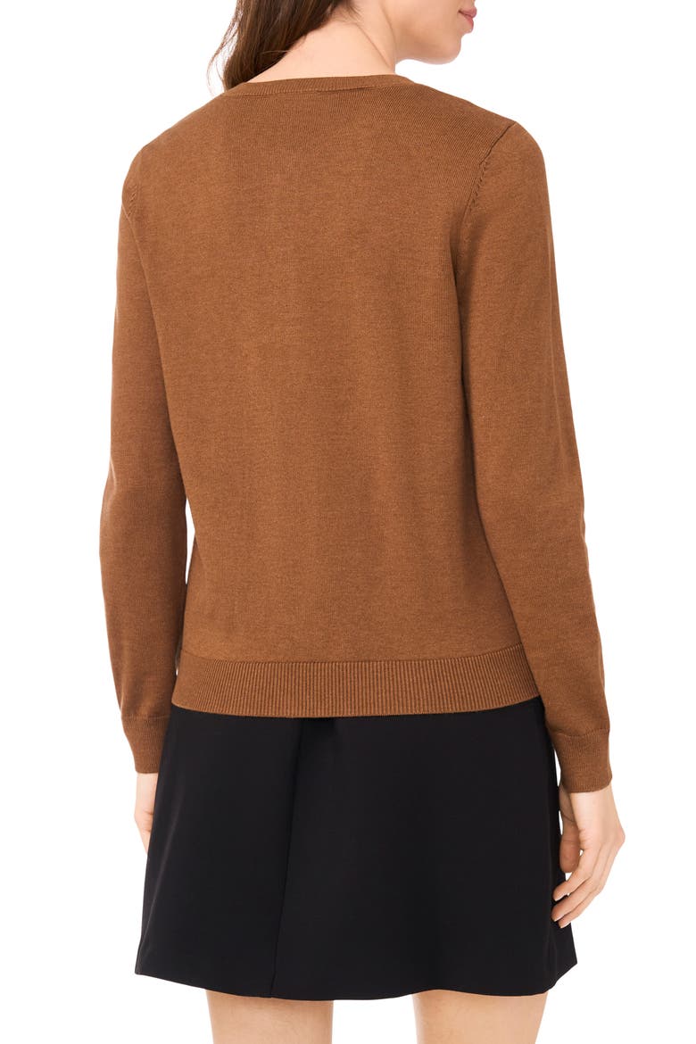 Crewneck Cardigan, Alternate, color, RICH COGNAC