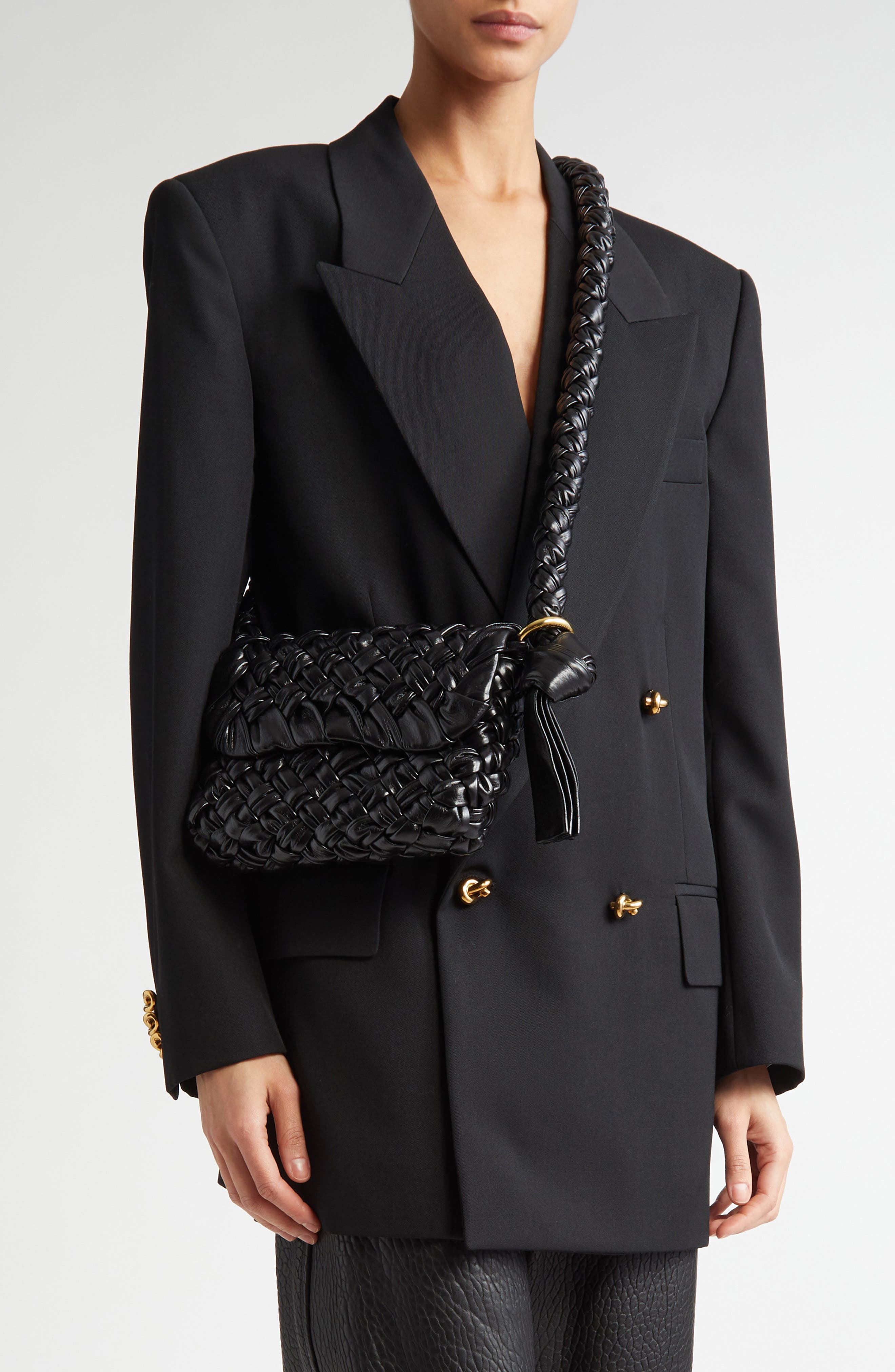 Bottega Veneta Small Kalimero Città Crossbody Bag, Alternate, color, 1019 Black-M Brass