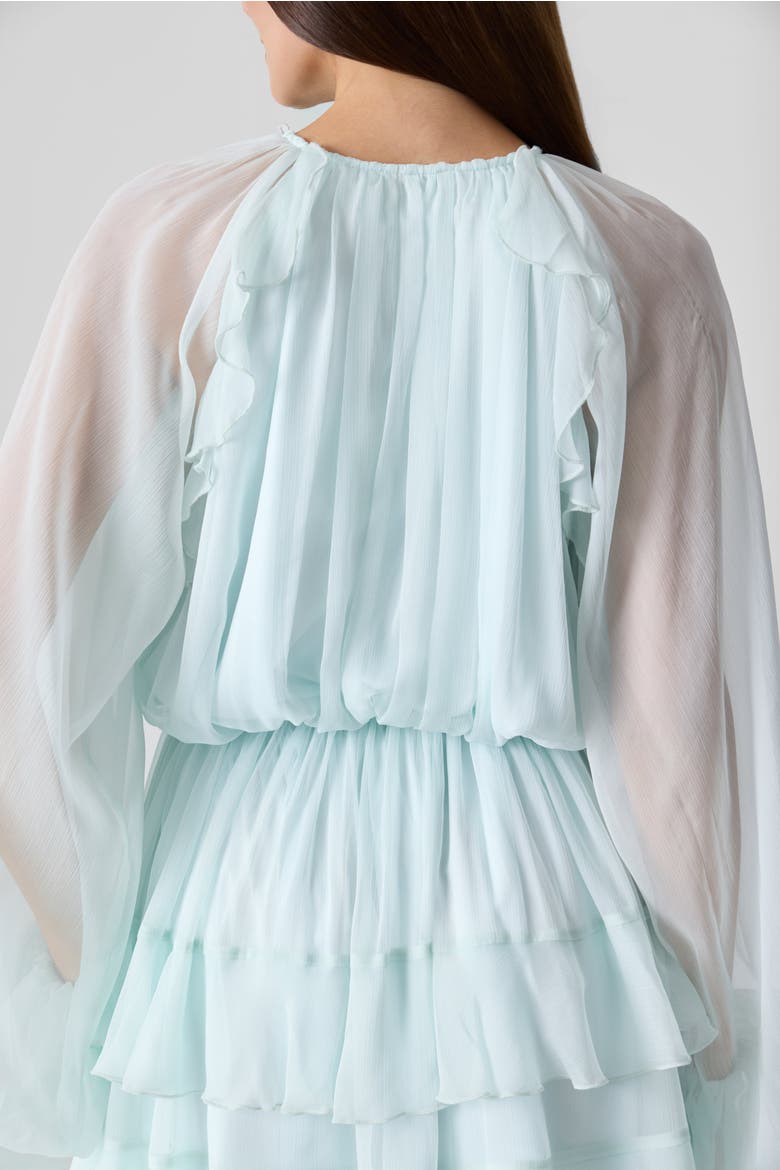 Silk Chiffon Tie Belt Short Dress, Alternate, color, Hint Of Mint