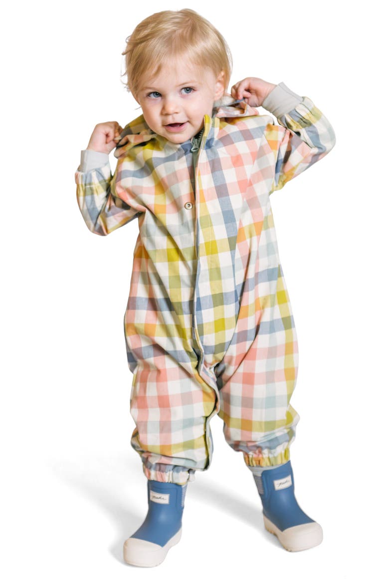 Kids' Park Hooded Organic Cotton Rain Suit, Alternate, color, PICNIC