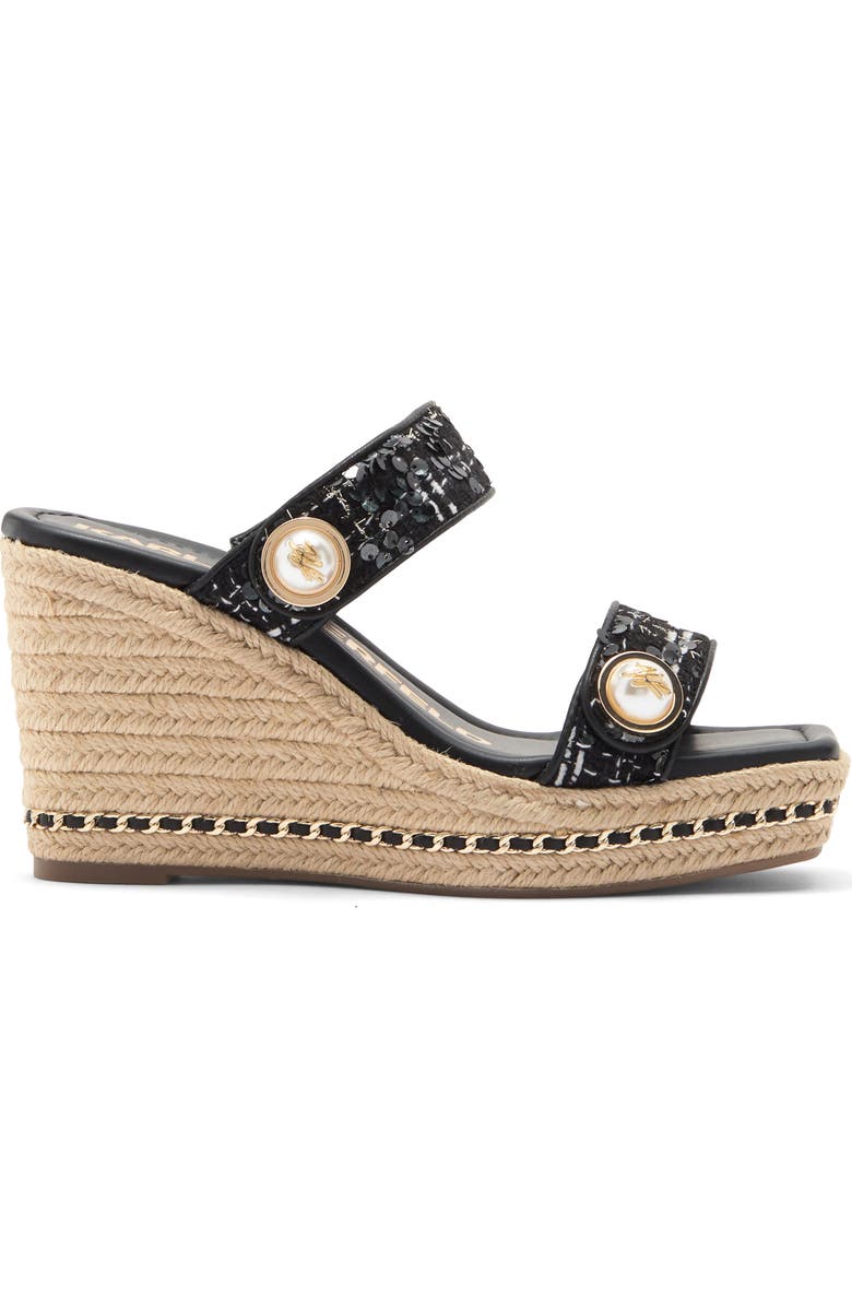 KARL LAGERFELD PARIS Carsen Espadrille Platform Wedge Sandal, Alternate, color, Black