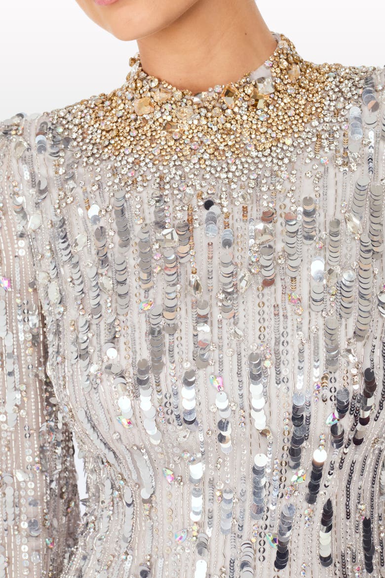 Passion Sequin-Embellished Mini Dress, Alternate, color, Ammonite and Silver