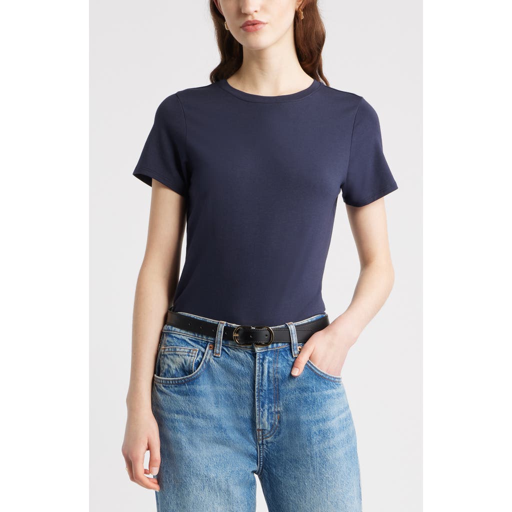 Nordstrom Pima Cotton Blend Crewneck T-shirt In Blue