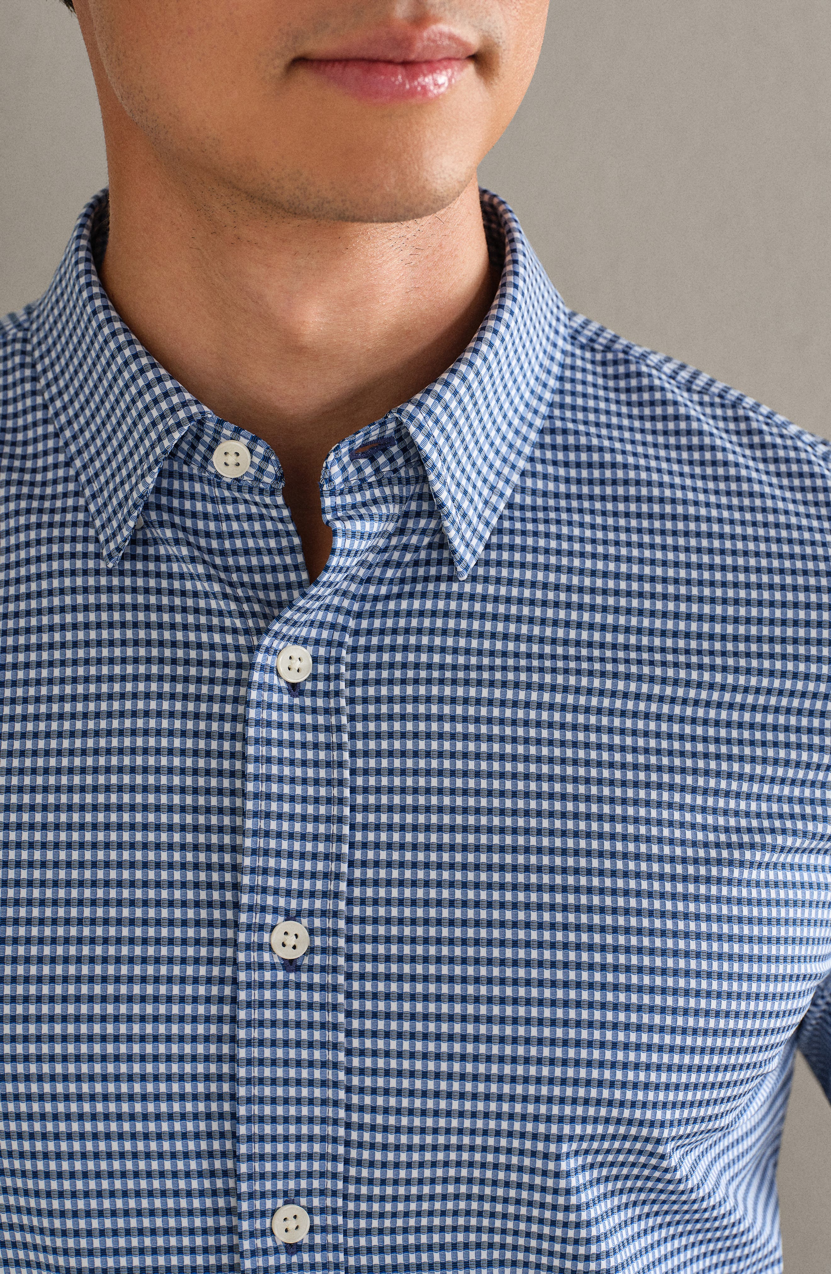 Commuter Slim Fit Gingham Check Performance Button-Up Shirt - image 4