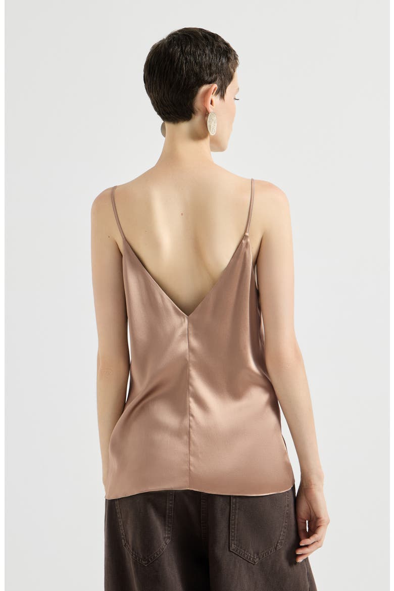 Stretch silk satin camisole, Alternate, color, Beige