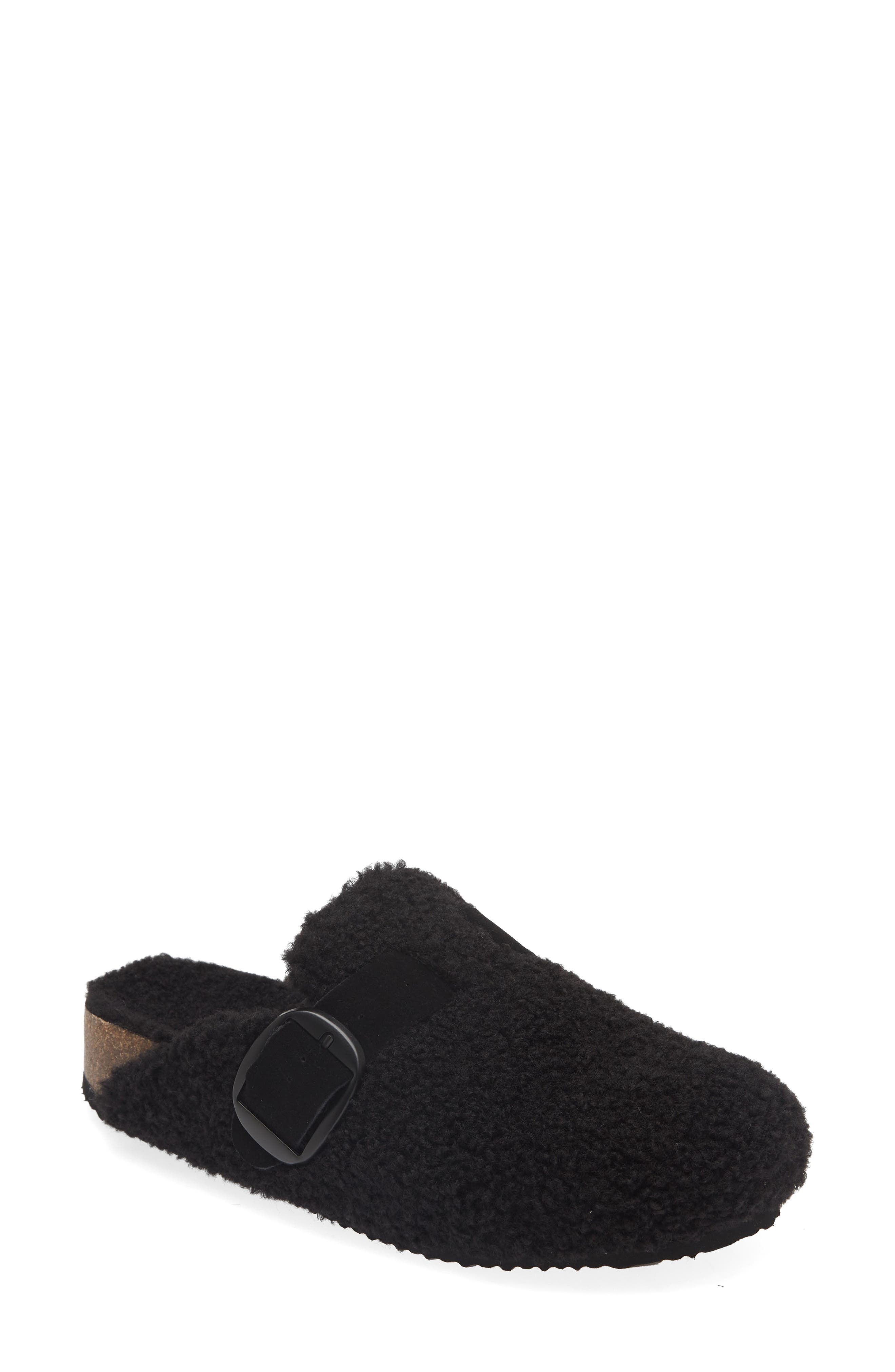 Cuddle Faux Shearling Slipper, Main, color, BLACK