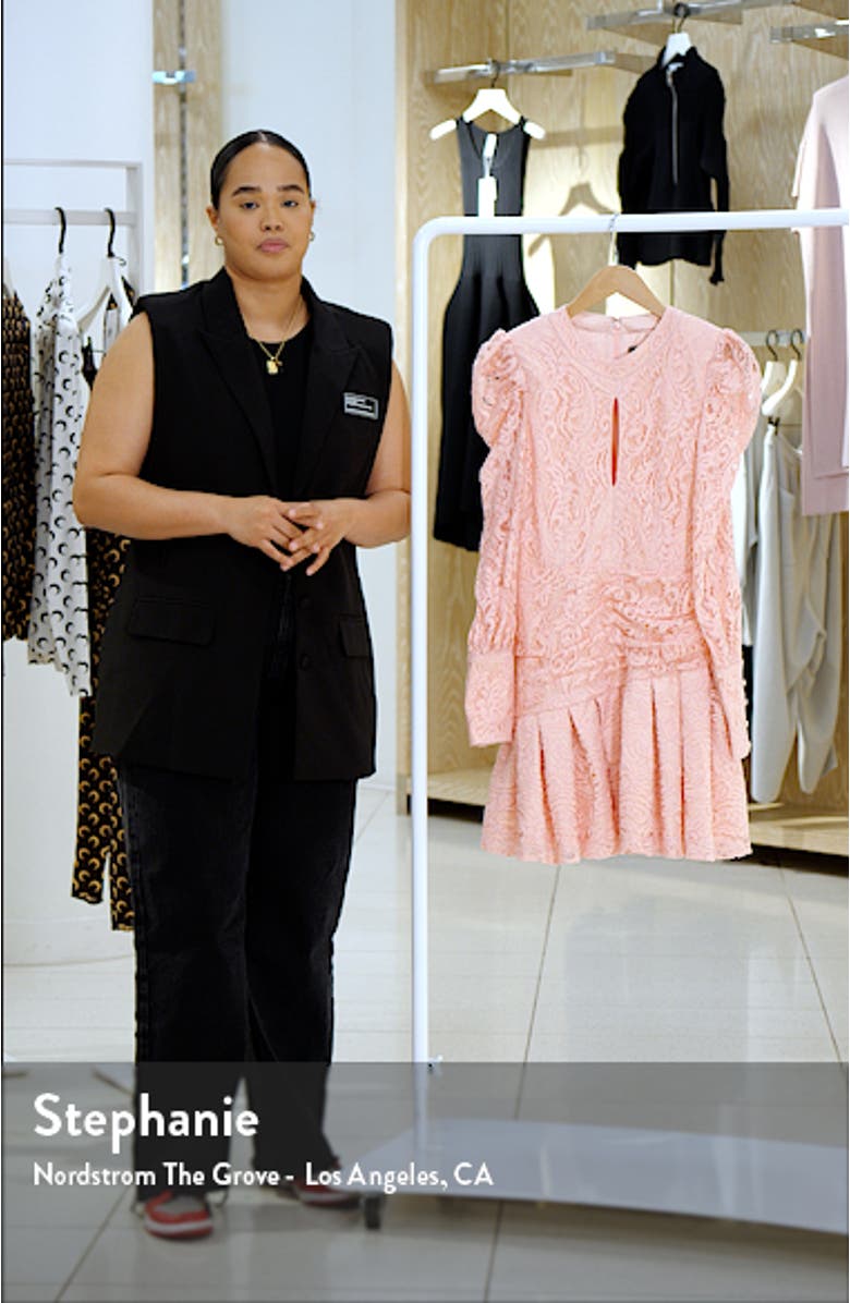 Korina Pleated Long Sleeve Lace Minidress, sales video thumbnail