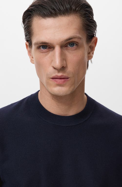 Mango Men's Microstructure Cotton Knitted Sweater In Black