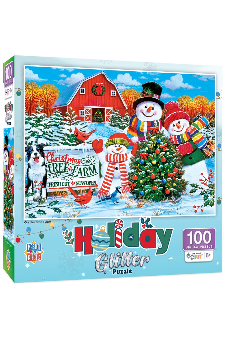 On the Tree Farm 100pc Glitter Puzzle, Main, color, Multicolor