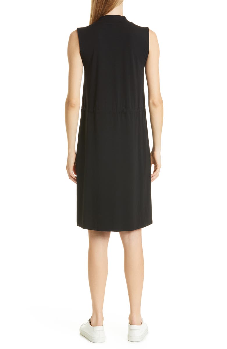 Eileen Fisher Mock Neck Tie Waist Sleeveless Dress, Alternate, color, 