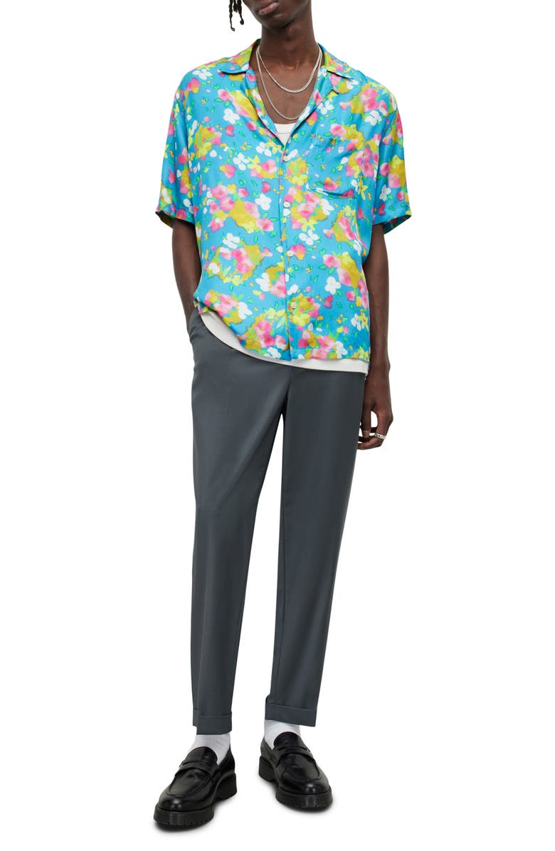 AllSaints Marino Floral Short Sleeve Camp Shirt, Alternate, color, 