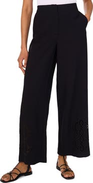 Vince Camuto Lattice Inset High Waist Wide Leg Pants