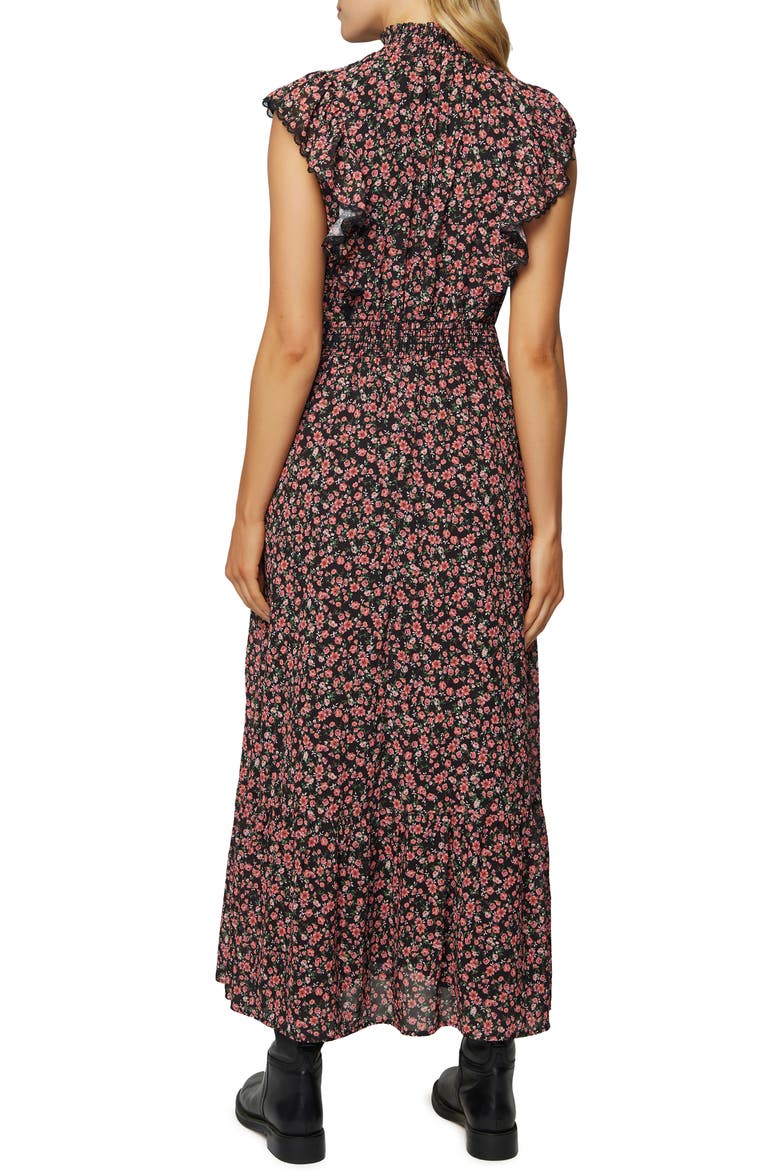 Rose Garden Smocked Waist Maxi Dress, Alternate, color, BLACK PINK FLORAL