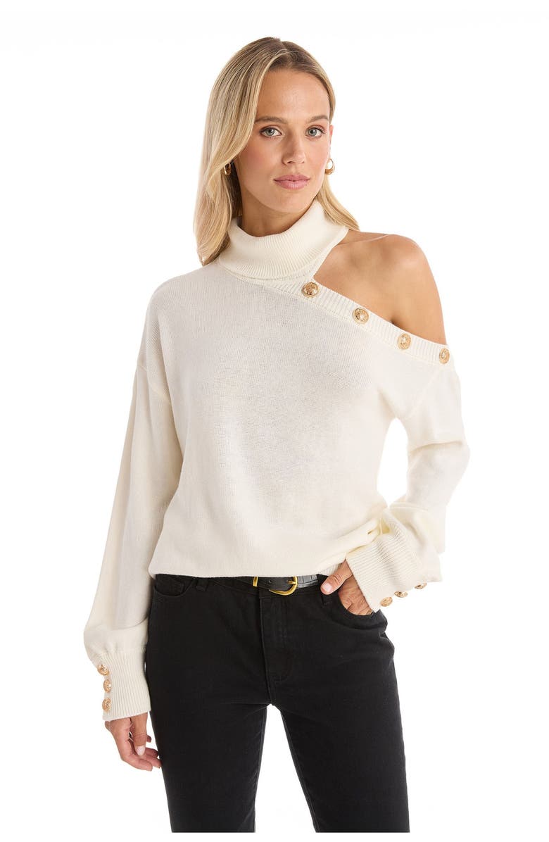 The Noli Shop Bridgette Button Sweater, Main, color, Pearl