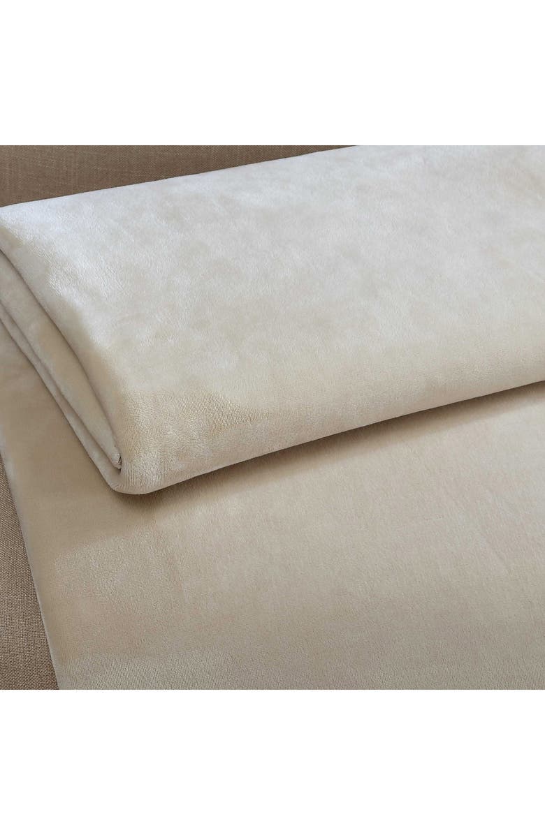 Calvin Klein Home Modern Reversible Solid Plush Blanket, Main, color, Medium Beige