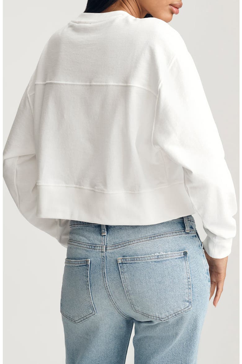Relaxed Crop Cotton Sweatshirt, Alternate, color, WHITE