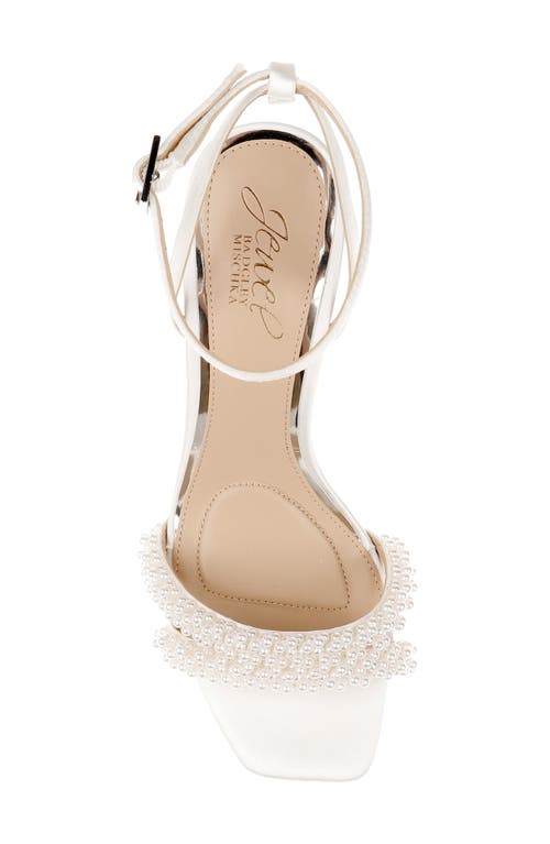 Jewel Badgley Mischka Noah Embellished Ankle Strap Sandal In Ivory Satin