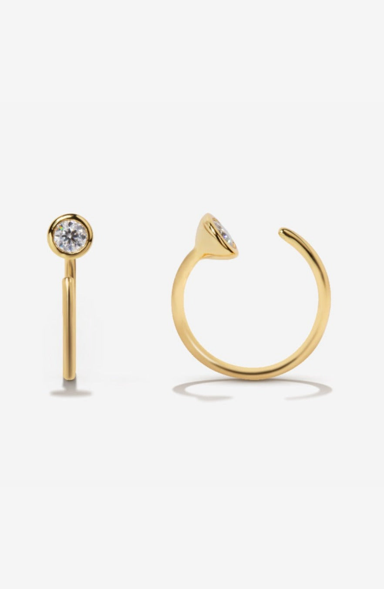 Little Sky Stone Moissanite Open Hoop Earrings, Main, color, Gold