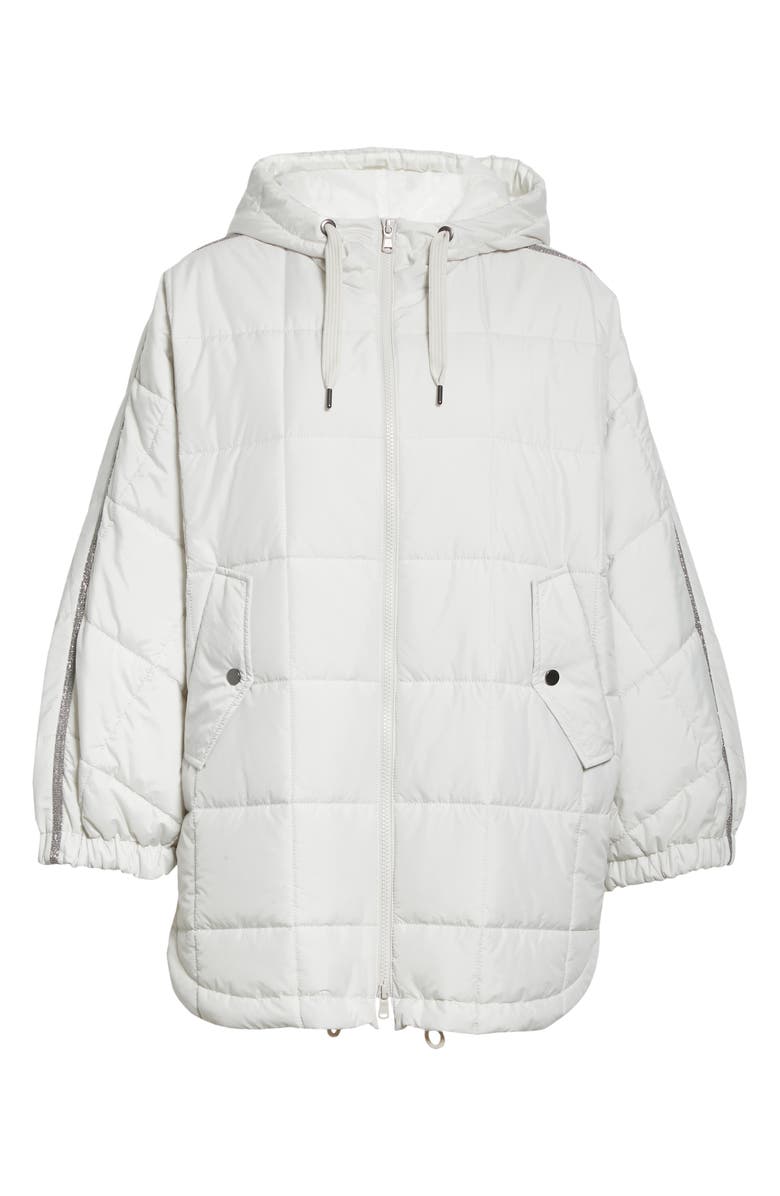 Brunello Cucinelli Monili Stripe Quilted Hooded Jacket, Alternate, color, 