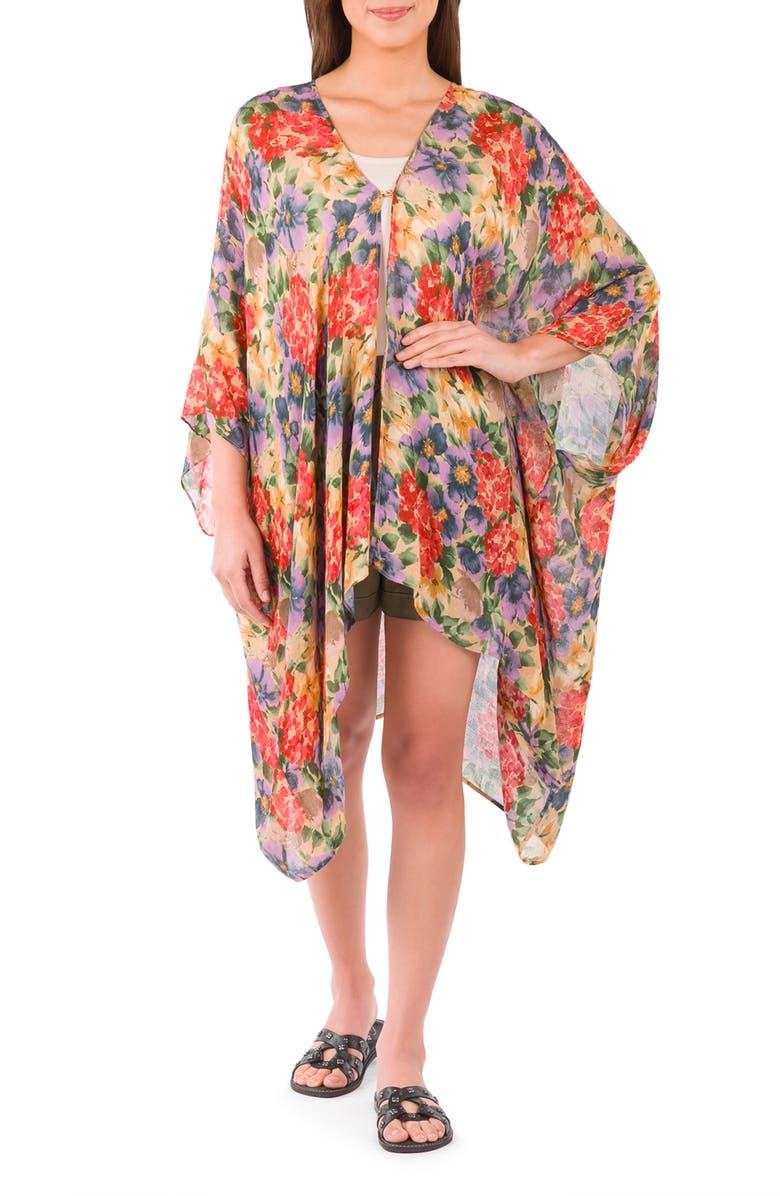 Patricia Nash Floral Short Ruana, Main, color, 