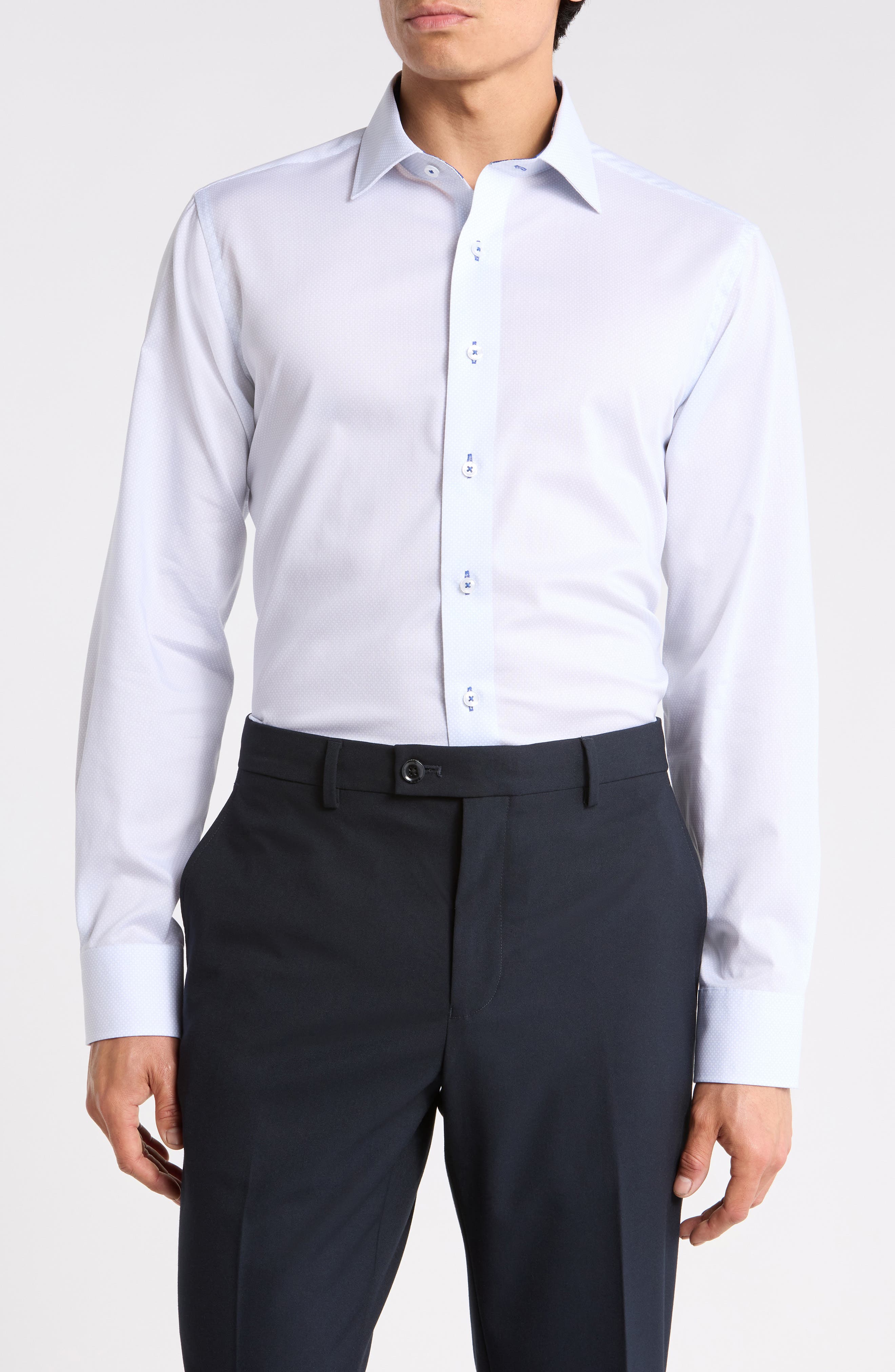 Lorenzo Uomo Trim Fit Textured Cotton Dress Shirt