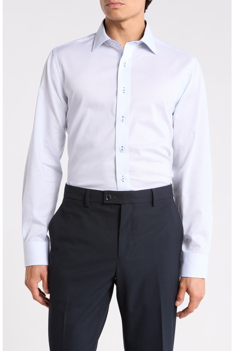Trim Fit Textured Cotton Dress Shirt, Main, color, COCONUT