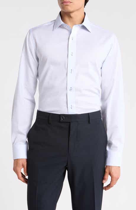 Lorenzo Uomo Trim Fit Textured Cotton Dress Shirt