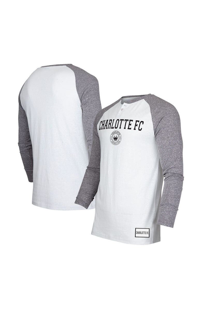 CONCEPTS SPORT Men's Concepts Sport White/Charcoal Charlotte FC Concord Henley Raglan Long Sleeve T-Shirt, Main, color, White