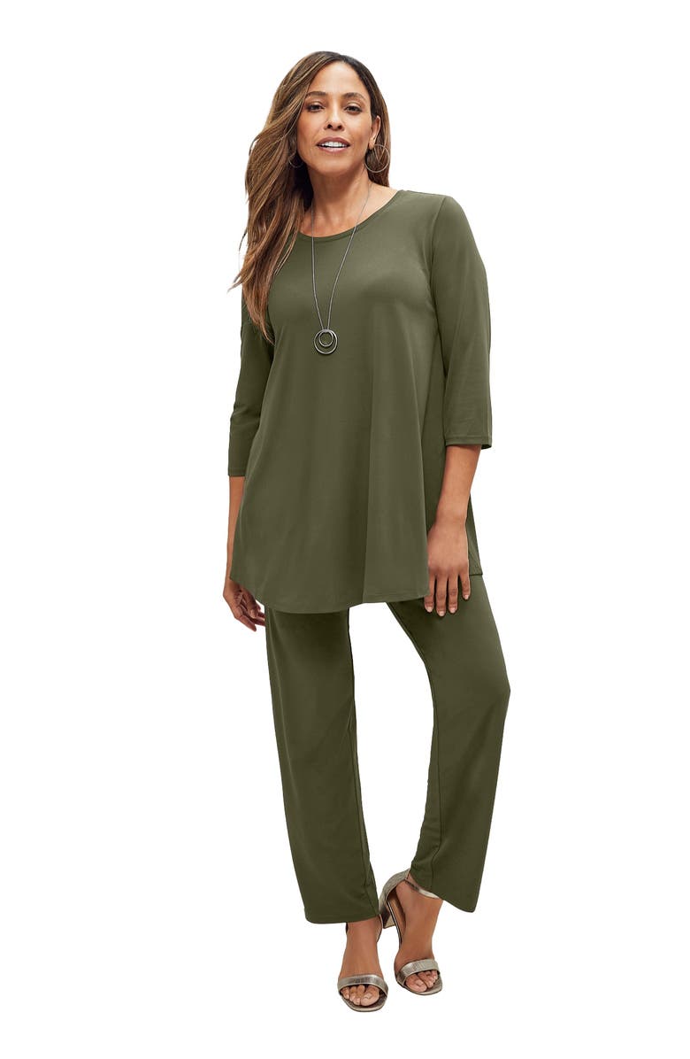 Jessica London 2-Piece Stretch Knit Mega Swing Set, Main, color, Dark Olive Green