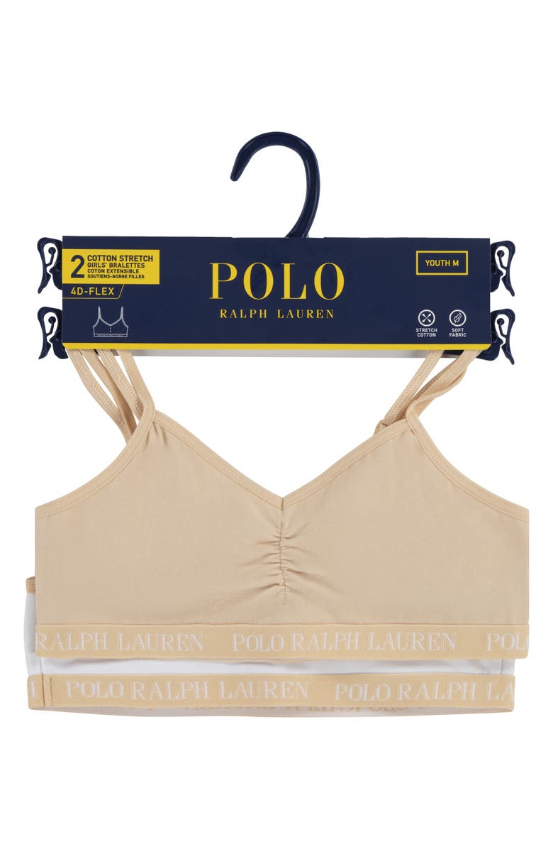 Ralph Lauren Kids' Assorted 2-Pack Stretch Cotton Bralettes, Alternate, color, Light Cream