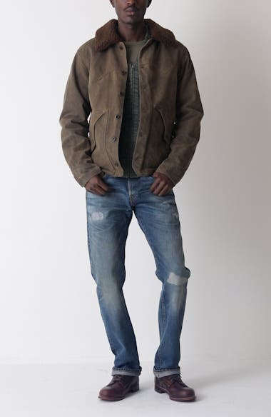 Double RL Slim Fit Rip & Repair Selvedge Bootcut Jeans