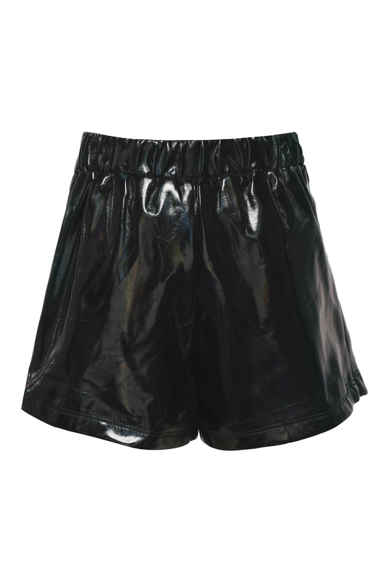 Kids' Sequin Heart Faux Leather Skort, Alternate, color, BLACK MULTI
