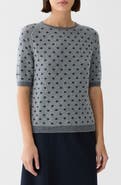 Lafayette 148 New York Dot Jacquard Cashmere Short Sleeve Sweater