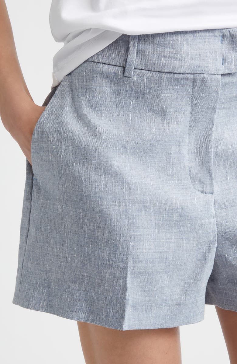 Eleventy Linen & Wool Chambray Shorts, Alternate, color,