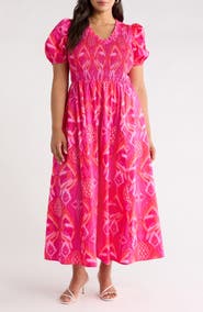 SUGARLIPS Prissa Ikat Brenty Smocked Maxi Dress