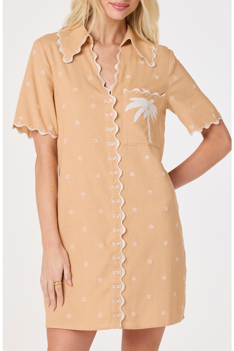 Noelle Scallop Trim Shirtdress, Main, color, PEACH