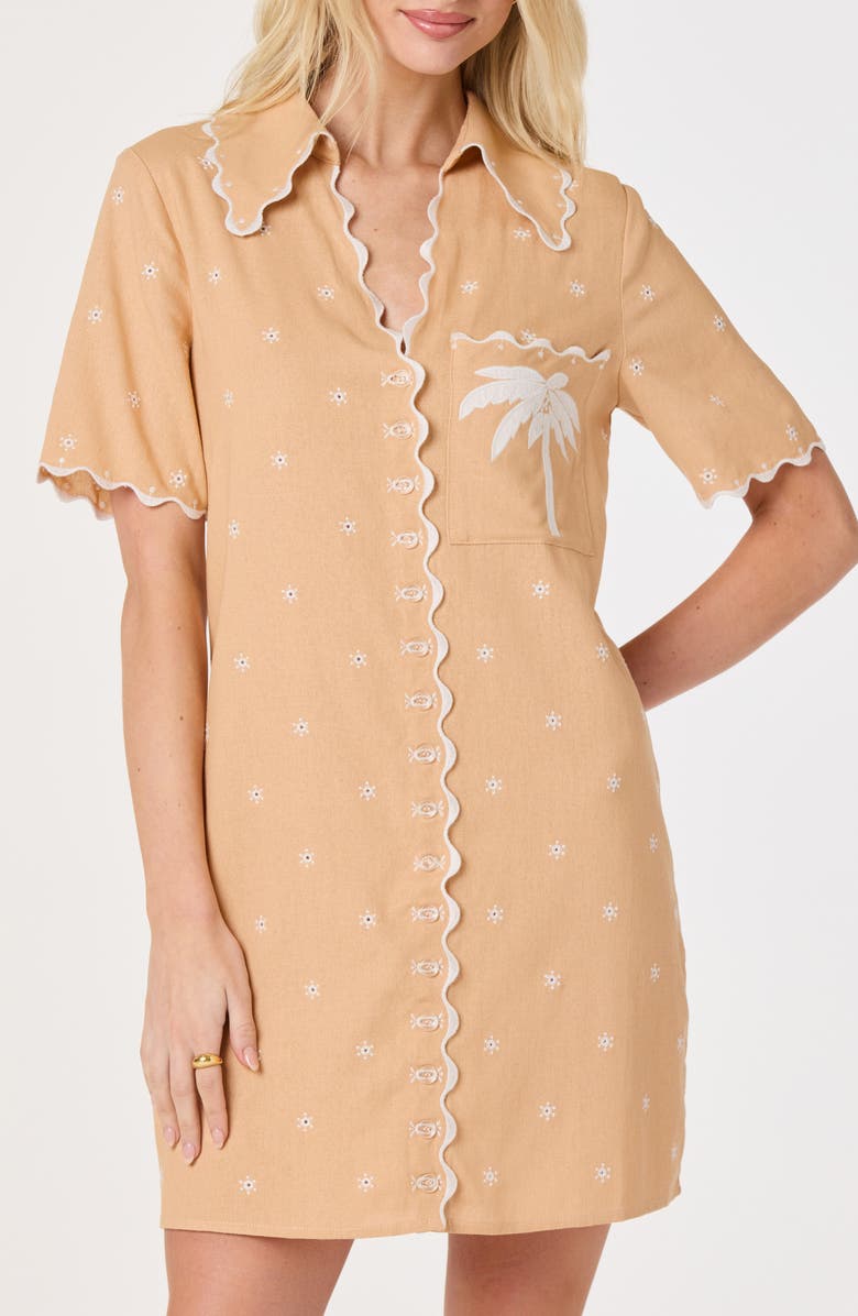 ASTR the Label Noelle Scallop Trim Shirtdress, Main, color, Peach