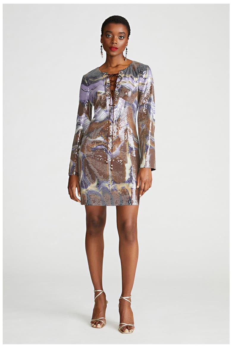 Wynonna Dress In Sequin, Main, color, Earth Strata