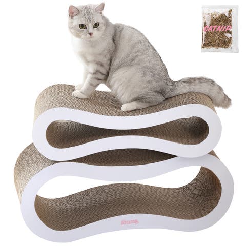 Suvi 26" Modern Cardboard Infinity 2-in-1 Lounge Bed Cat Scratcher with Catnip