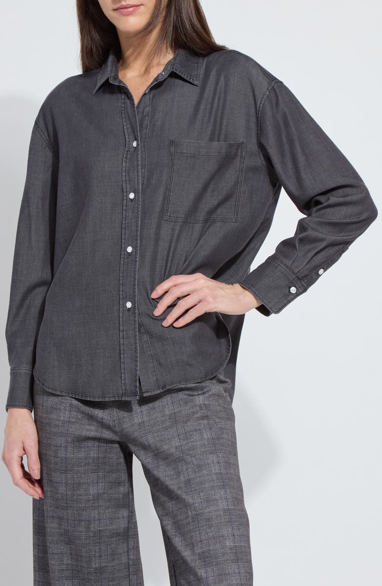 Lysse Lunette St. Chambray Button-Up Shirt, Alternate, color, Washed Black
