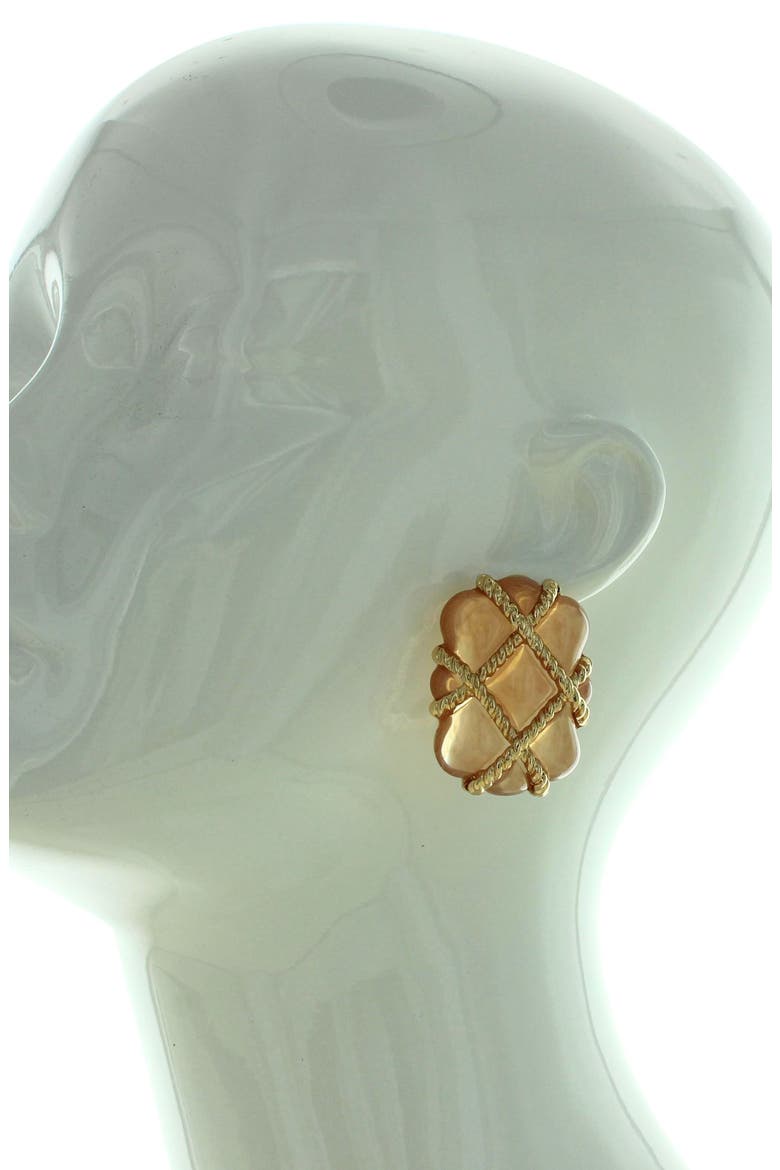 Quilted Statement Earrings, Alternate, color, GOLD