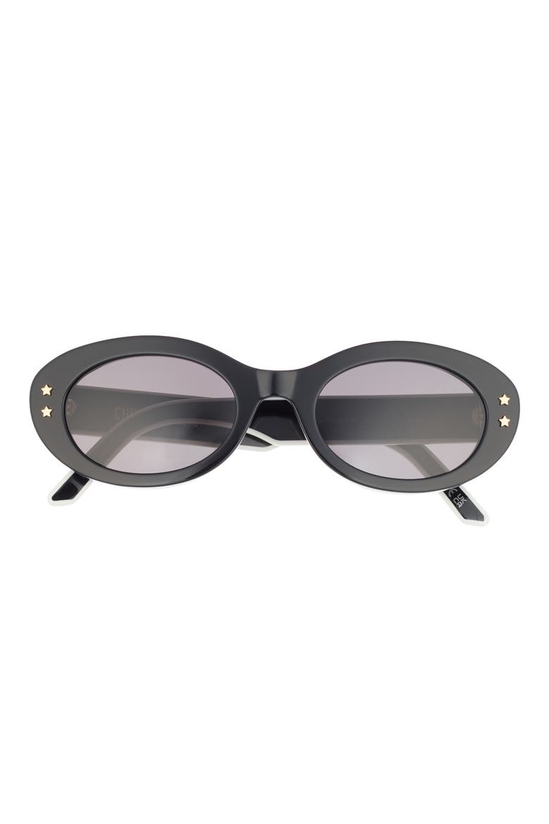 'DiorPacific B4I 51mm Oval Sunglasses, Main, color, SHINY BLACK / SMOKE