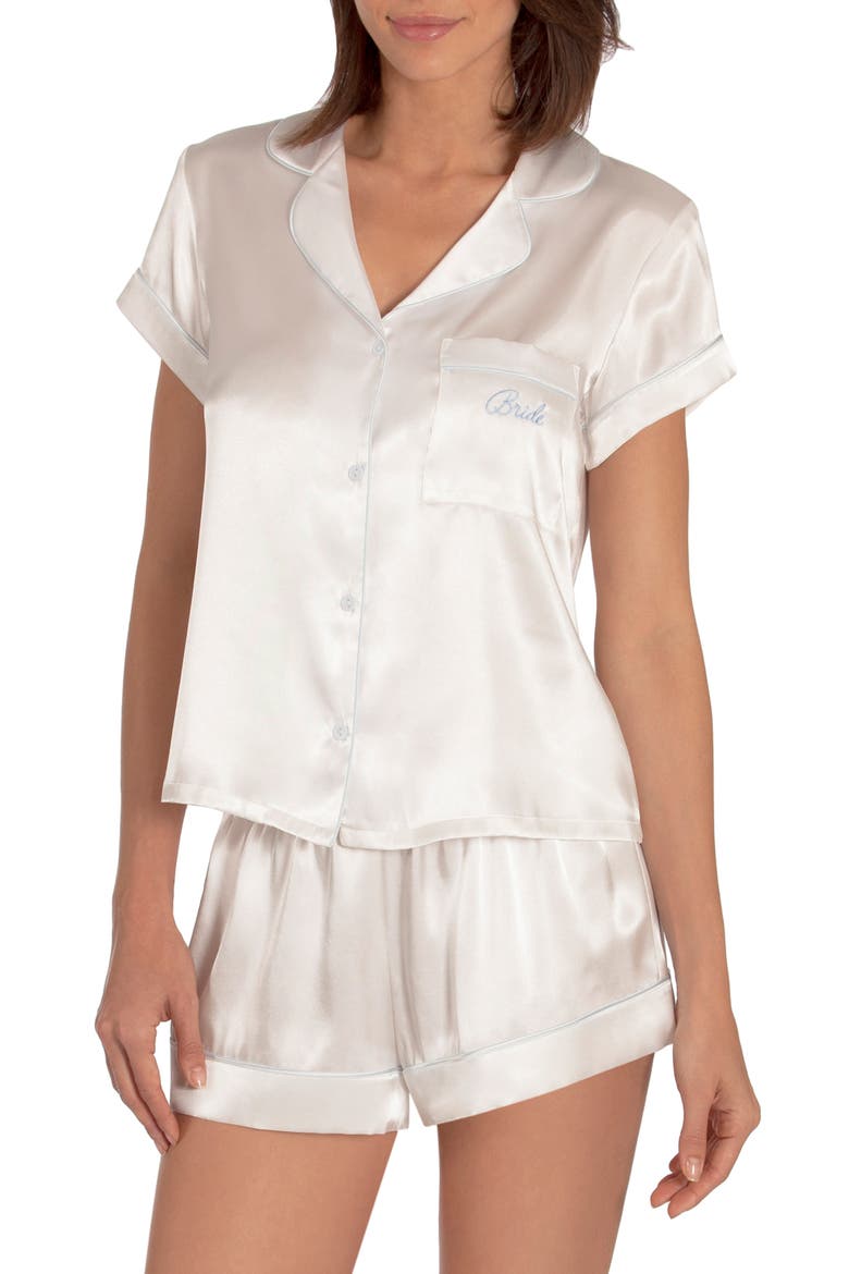 Bride/Bridesmaid/Mrs Satin Short Pajamas, Main, color, IVORY- BRIDE