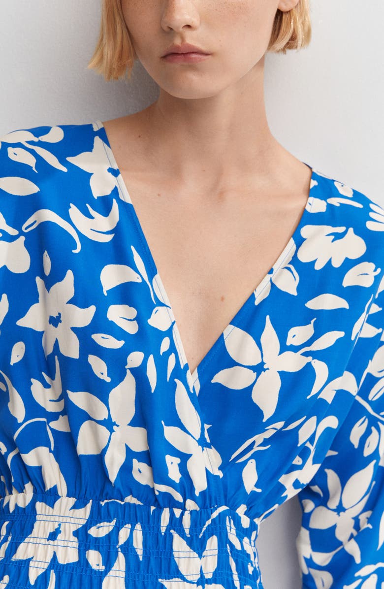 MANGO Floral Print Long Sleeve Faux Wrap Dress, Alternate, color, 