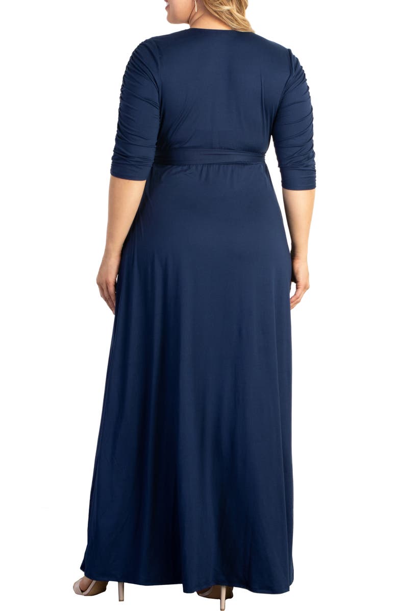 Kiyonna Meadow Dream Wrap Maxi Dress, Alternate, color, Navy