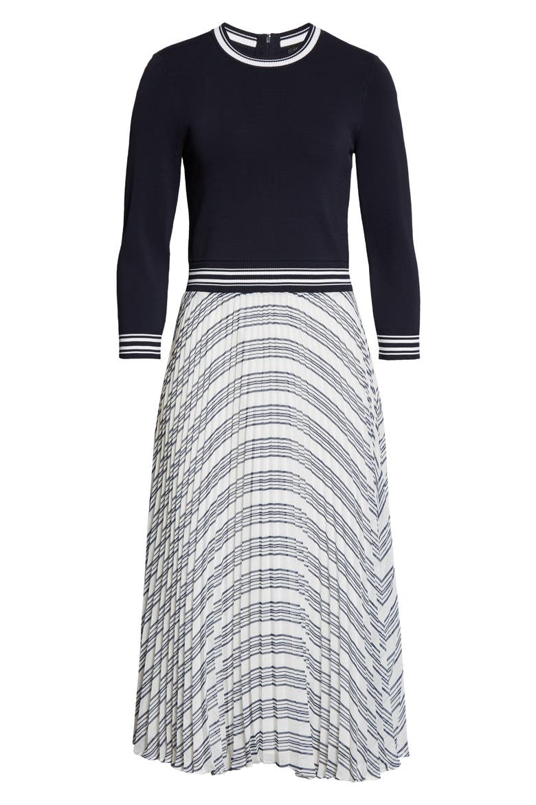 Faustaa Three Quarter Sleeve Midi Dress, Alternate, color, NAVY